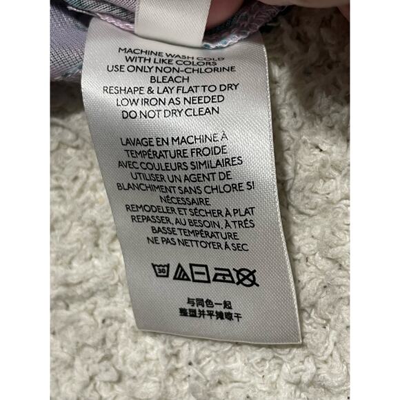 Urban Outfitters Y2K Mesh Cropped Ruched Button Up Top Womens Medium Purple Blue - Picture 13 of 15